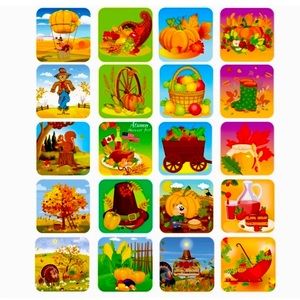 🆕500 PCS Autumn Fall Harvest Thanksgiving Pumpkin Leaf Waterproof Sticker Decals